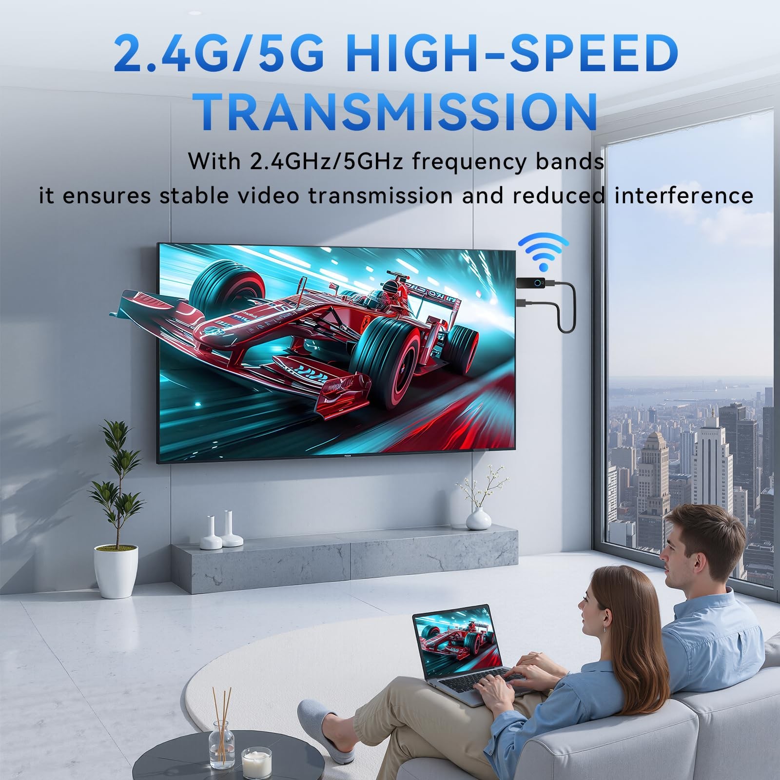Wireless HDMI Display Dongle Adapter,4K Decode 1080P Output,Portable Streamin…