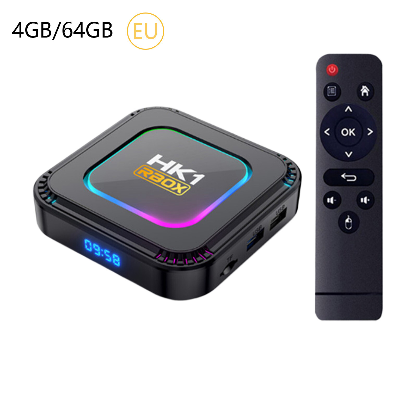 2024Upgraded Smart TV Box 8K HDMedia Stream Player Android 13 Quad Core HK1 RBOX