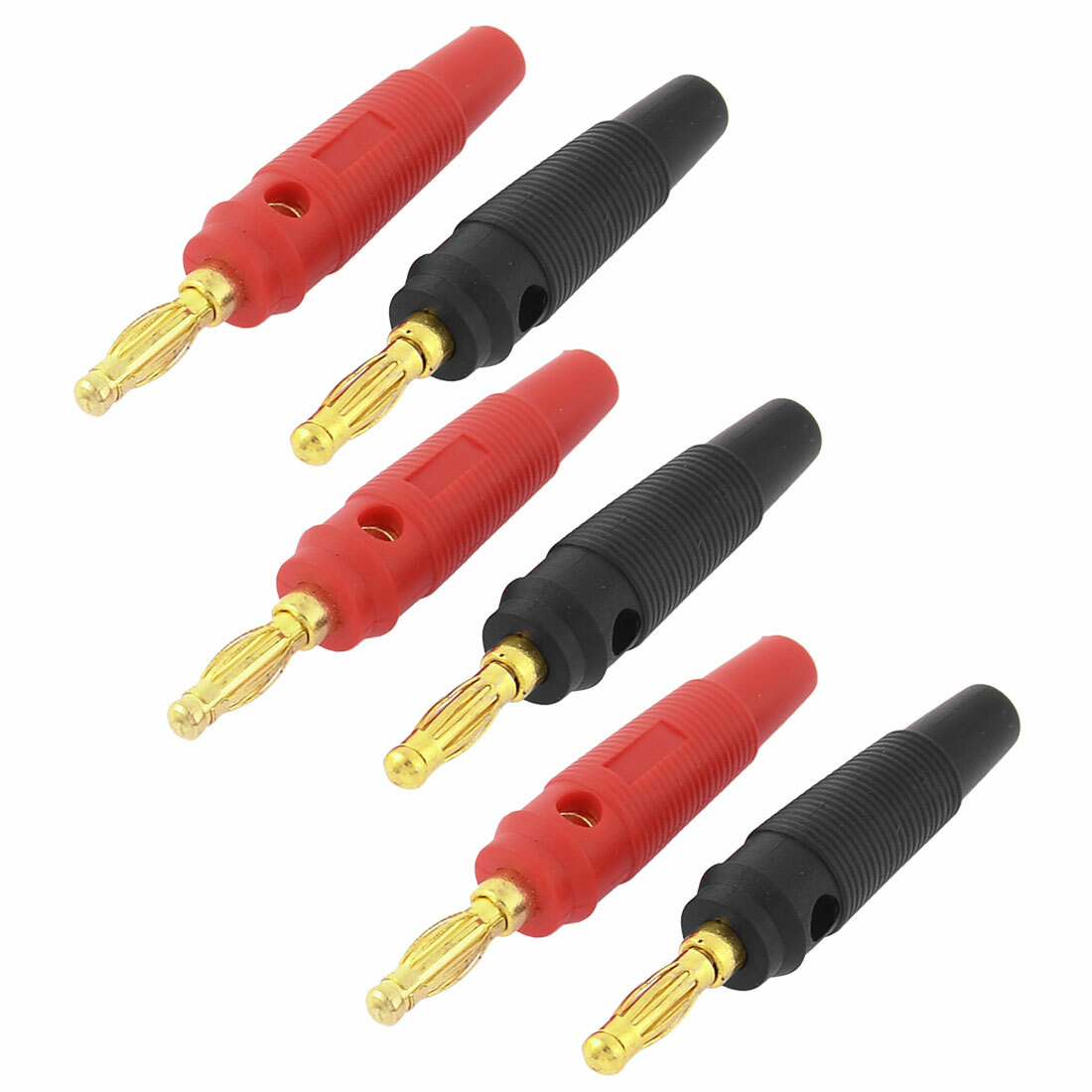 6pcs Red Black Insulated Jacket Audio Speaker Wire Banana Connector Adapter