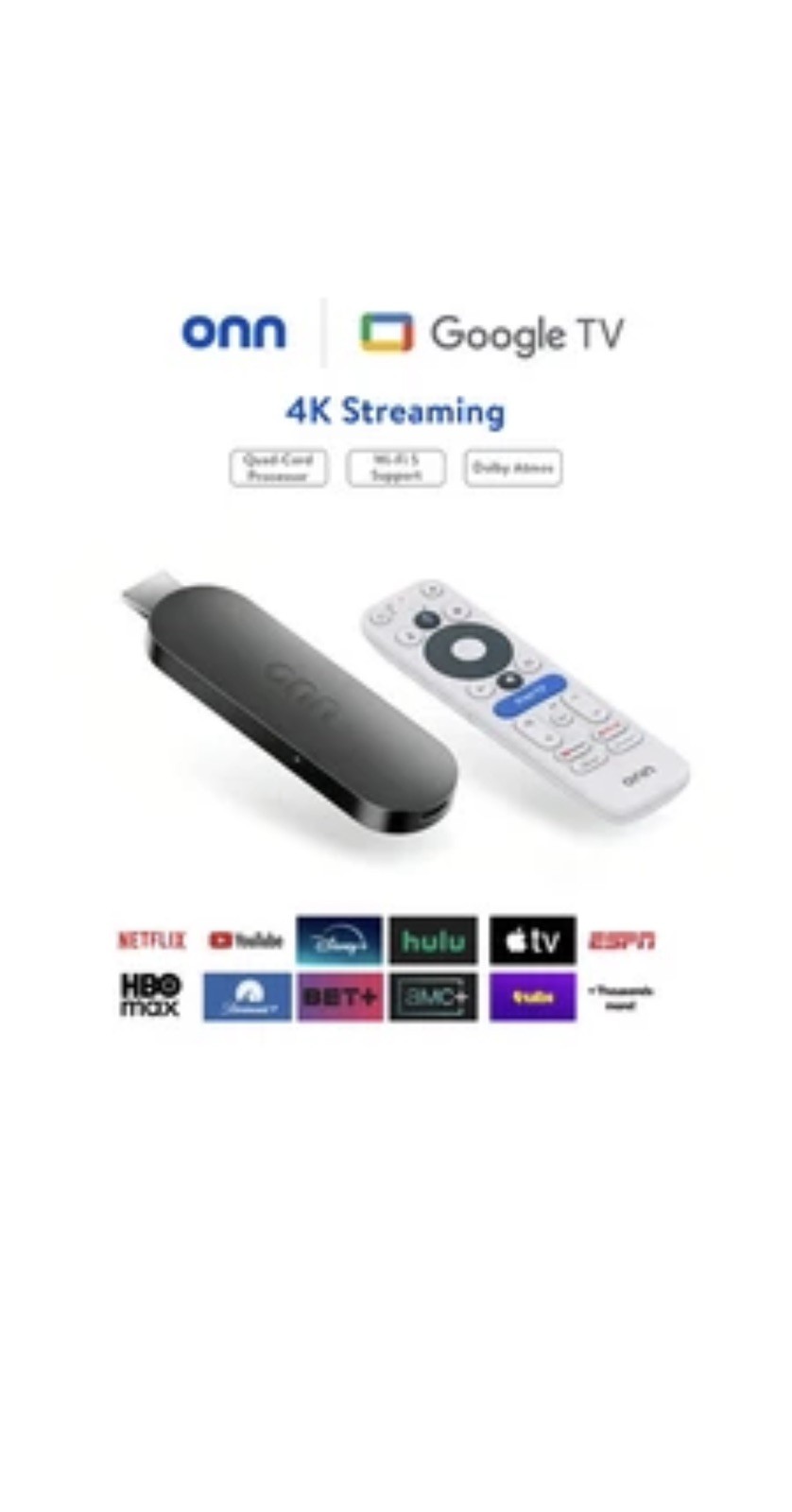 onn 4K Streaming Device, Google TV with Gemini (NEW 2026 Model) – Fast Streaming