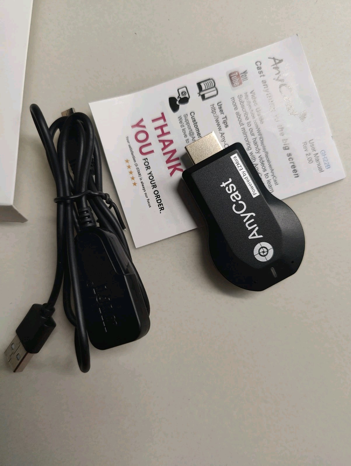 AnyCast M2 Plus Wireless Display Receiver Dongle Wi-Fi HDMI Portable, Black