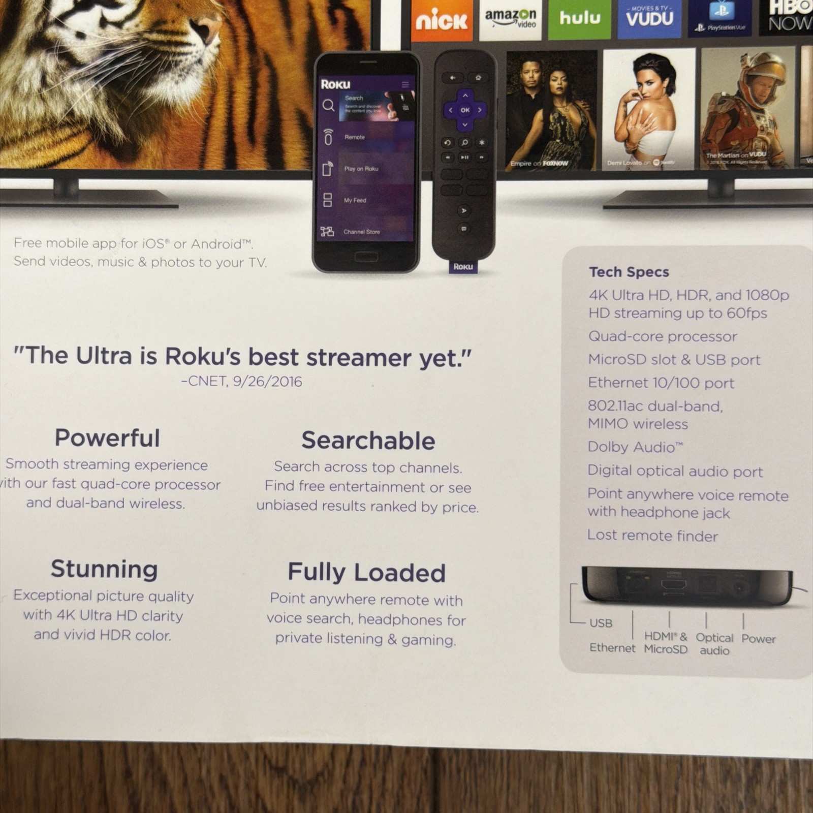 Roku 4640 RW Ultra Streaming Media Player 4K HD HDR with Headphones Black Seald