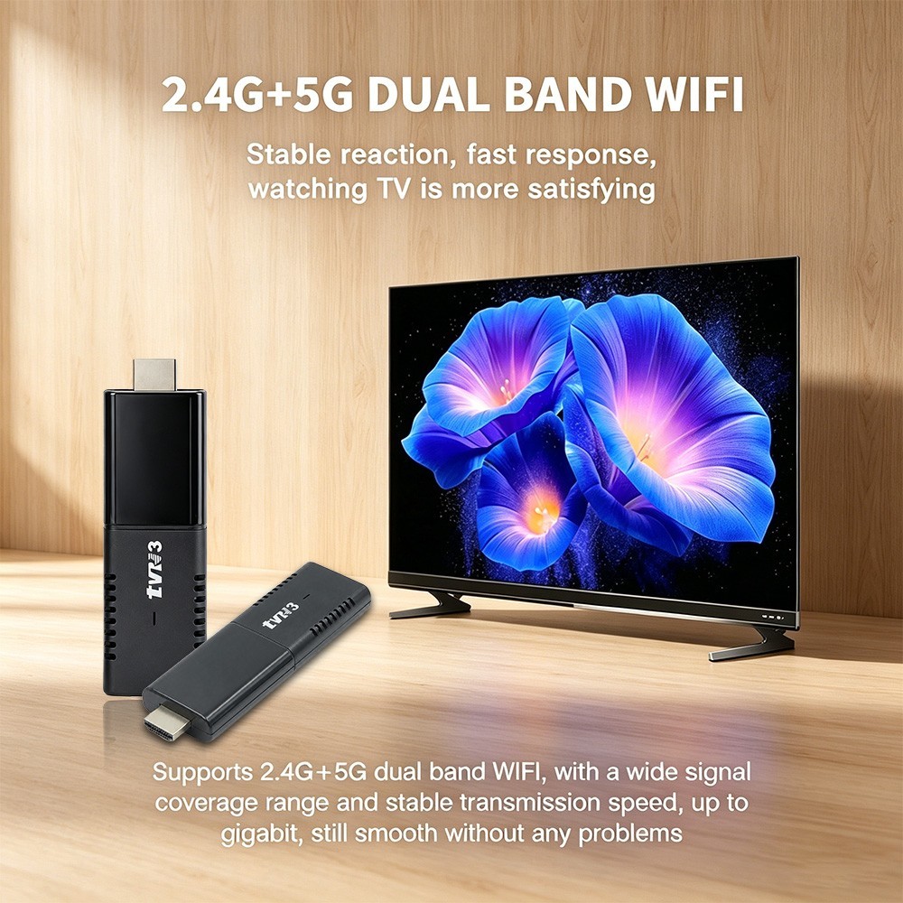 TVR3 Android 14 TV Stick 4GB+32GB 4K WiFi6 Dual Band BT 5.0 Streaming Player