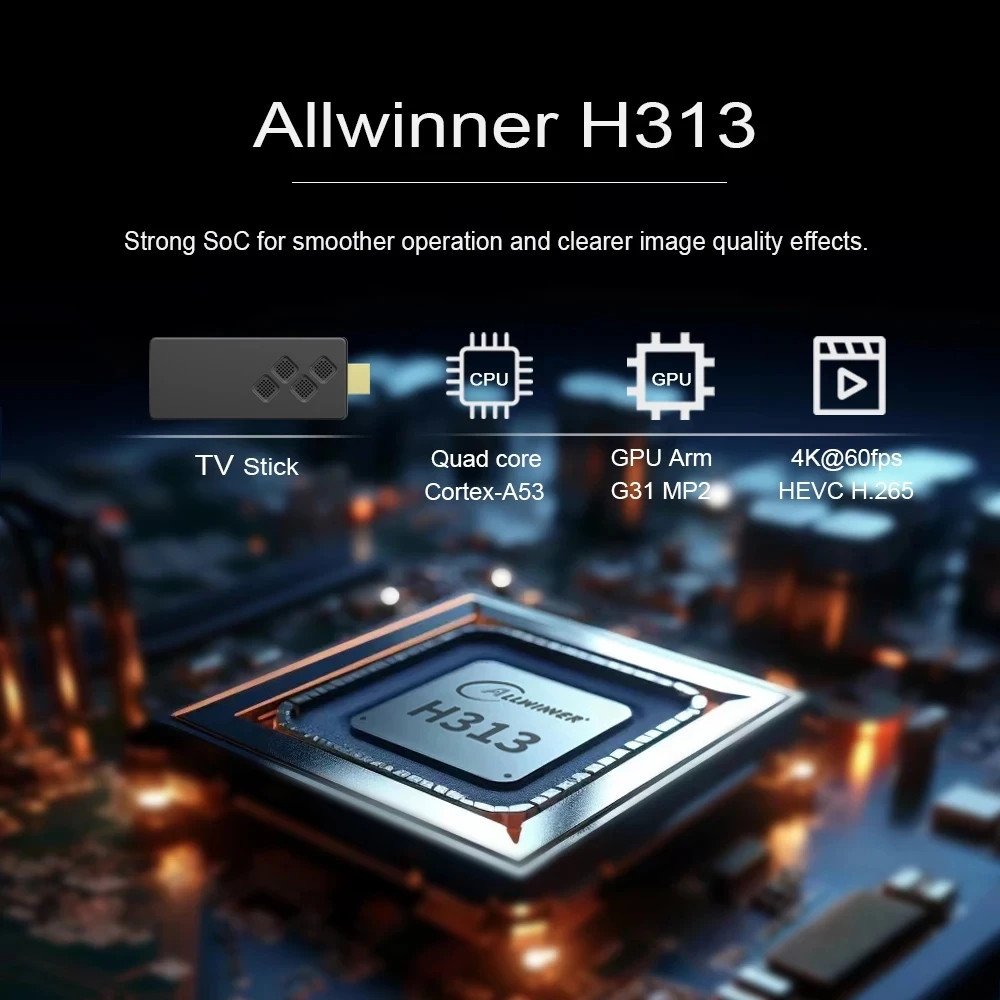 Q2 Allwinner H313 Quad-Core Android TV Stick HDR10 4K BT5.0 2GB16G 2.4G/5G Dual