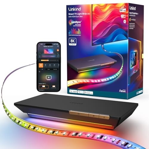 8K HDMI Sync Box with AI LumiSync, Cuttable LED Backlights for 27-90 inch TVs