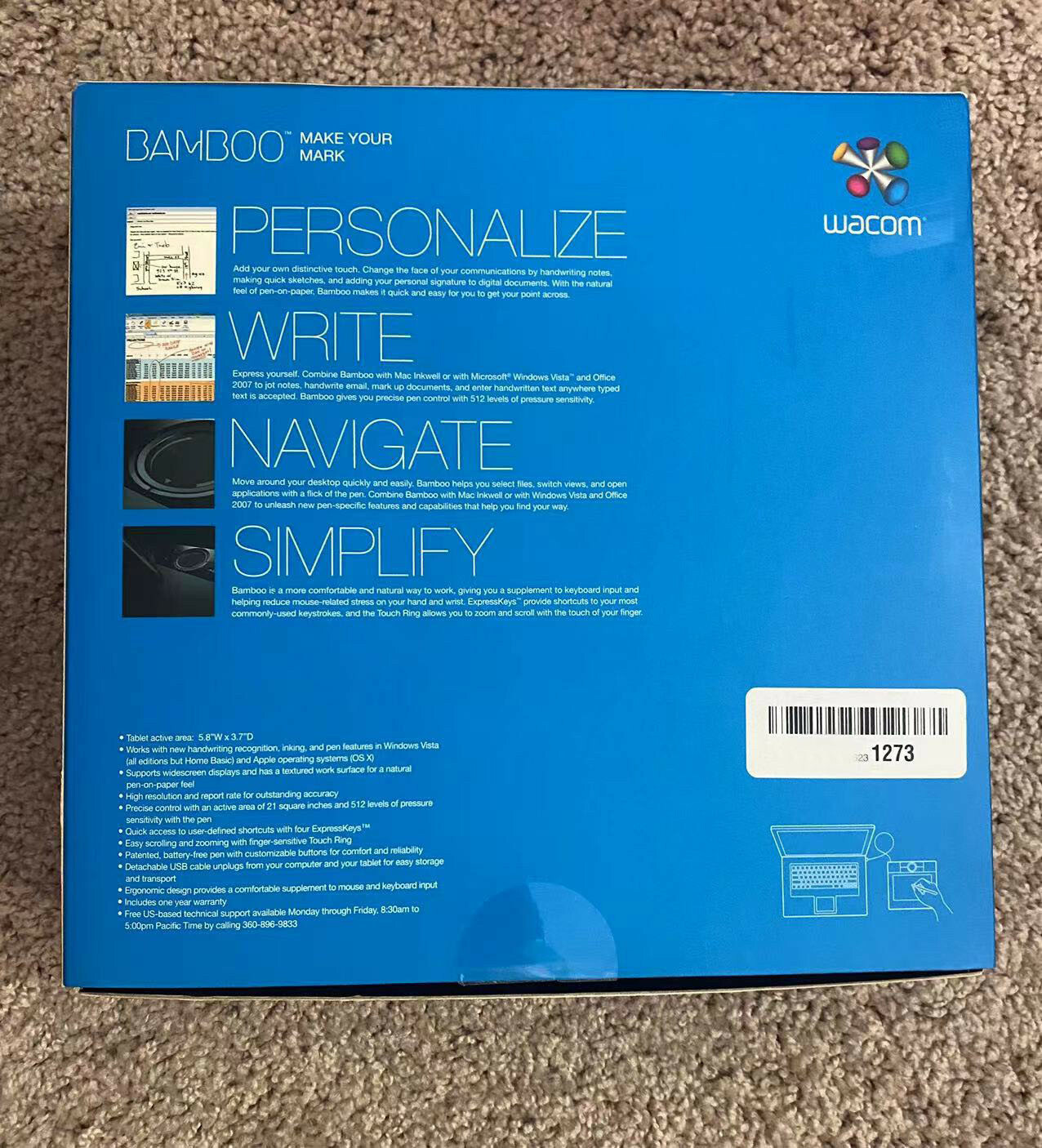 Wacom – Bamboo (Small) MTE450 USB Tablet with Cordless Pen ONLY – Black
