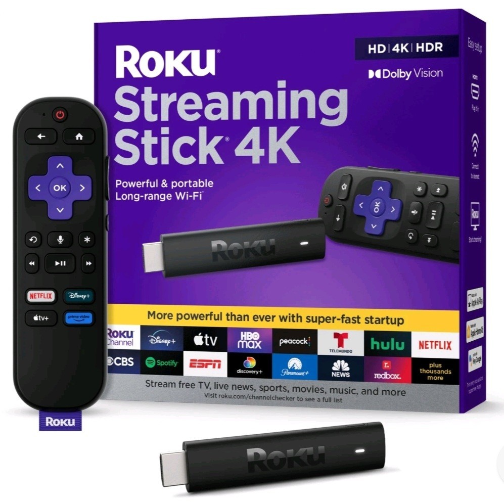 Roku Streaming Stick 4K Device 4K HDR Dolby Vision Voice Remote – 3820RW