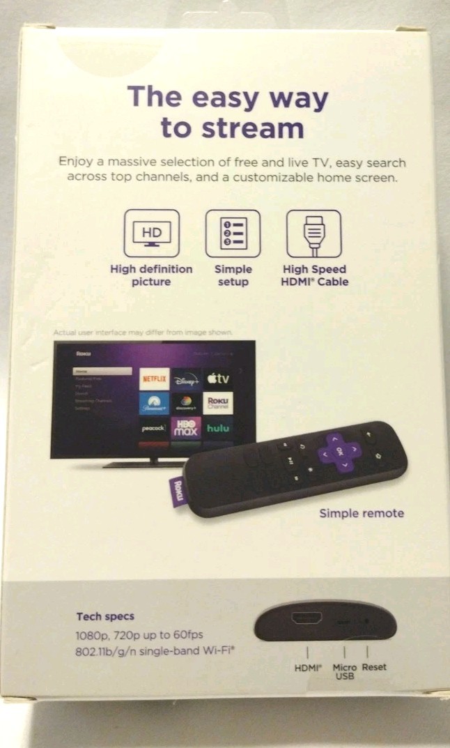 New Sealed Roku LE HD Streaming Media Player High Speed HDMI Cable Remote B2