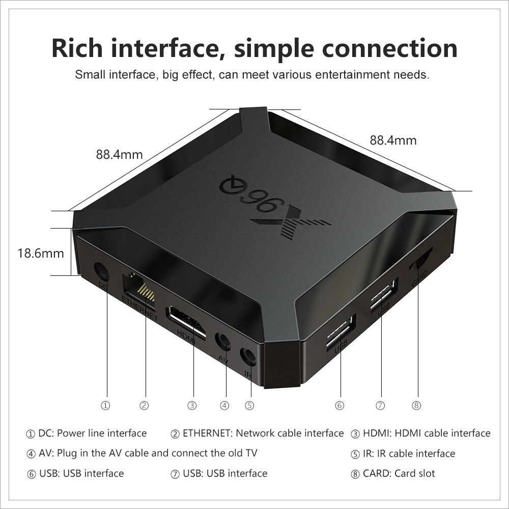 X96Q 1GB/2GB 8GB/16GB Android 10.0 TV Box Allwinner H313 Quad Core 4K 2.4G Wifi