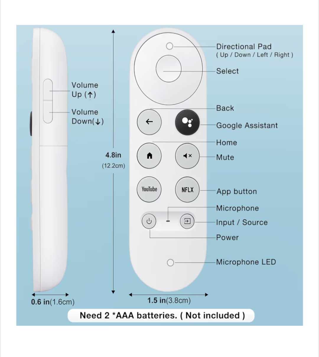 Chromecast Replacement Remote for Google TV 4K/HD – Only for Snow Chromecast