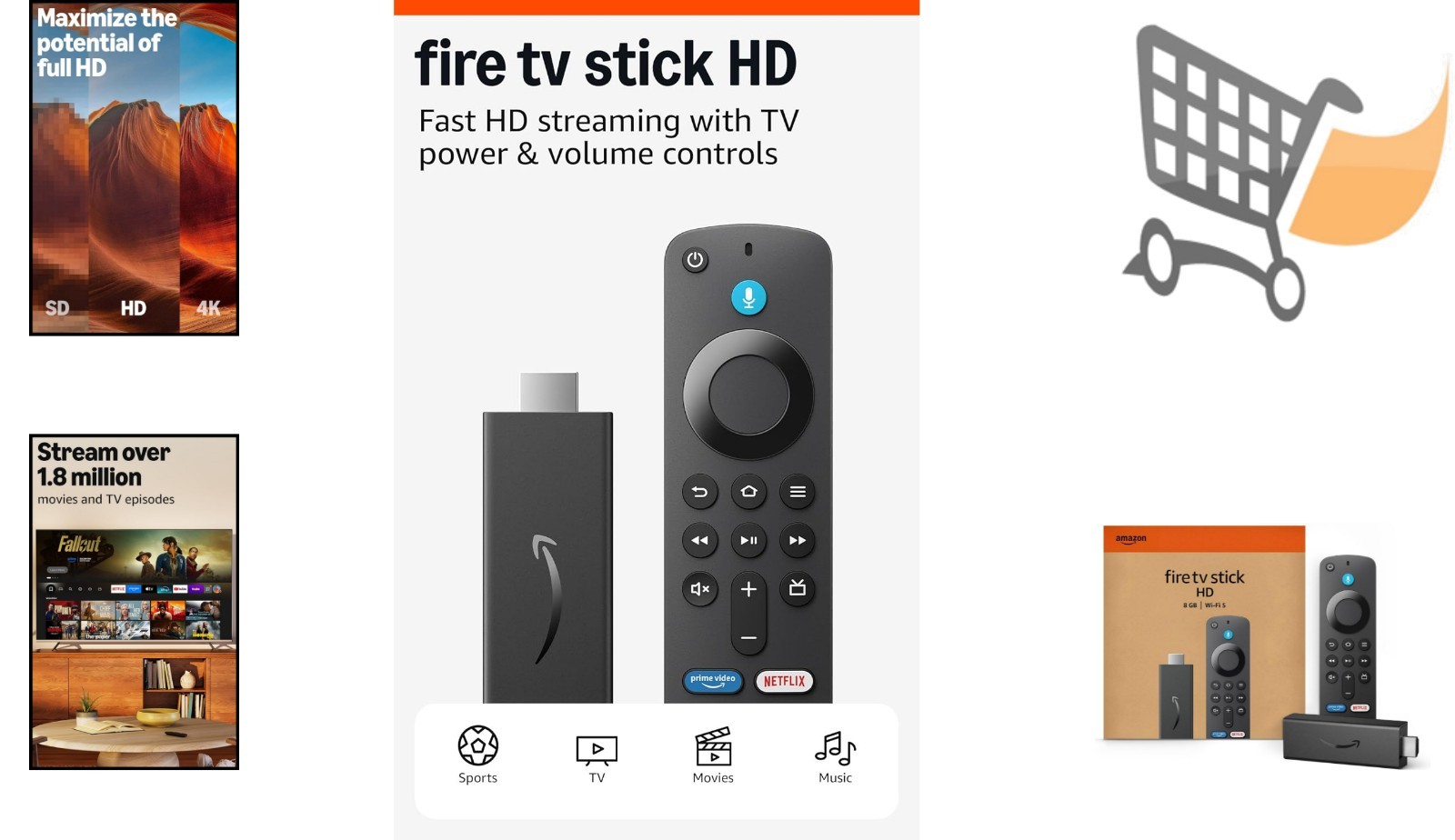 HD Streaming Device with Alexa Voice Remote Free Live TV Smart Home Controls