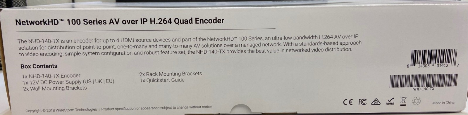 WyreStorm NHD-140-TX NetworkHD 100 Series AV over IP H.264 Quad Encoder (NEW)