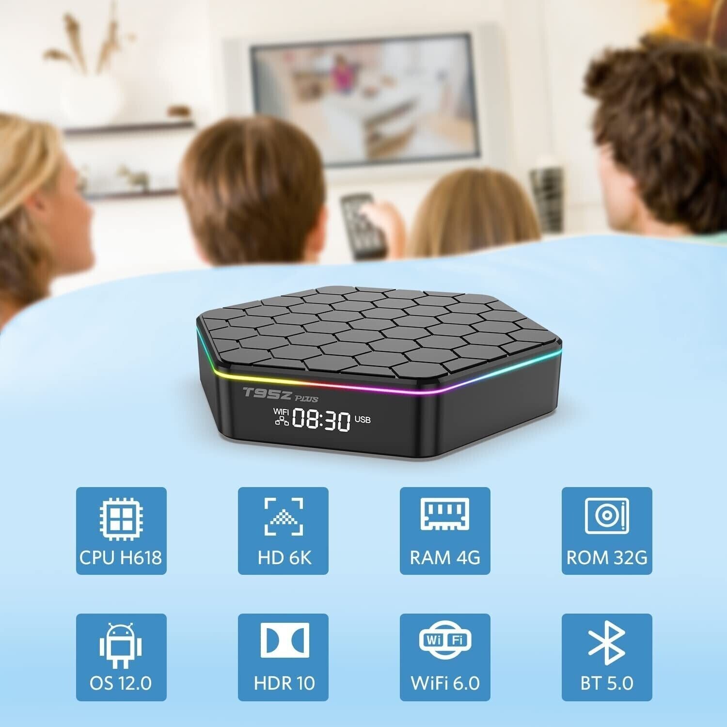 T95Z Plus Android 12 TV Box RAM 4GB ROM 32GBSmart HD Media Player WIFI Bluetooth