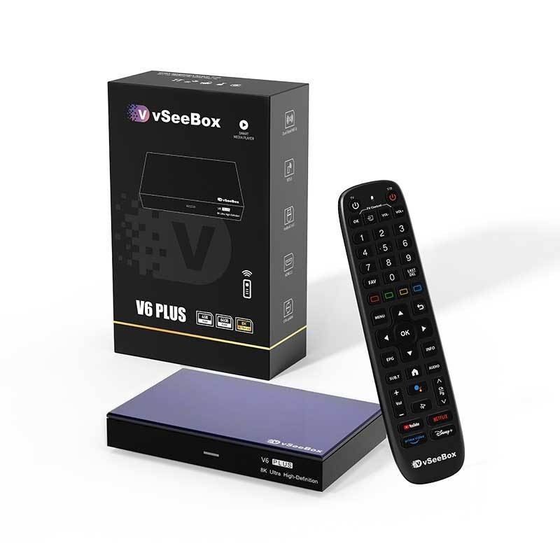 vSeeBox V6 PLUS 8K Android R TV Box 64GB Wi-Fi HDMI Quad Core Black Purple
