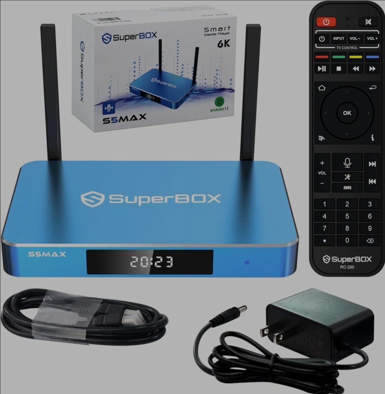 SuperBox S5MAX WiFi 6K WiFi-6 Ultra HD Smart Media Player Blue Brand New