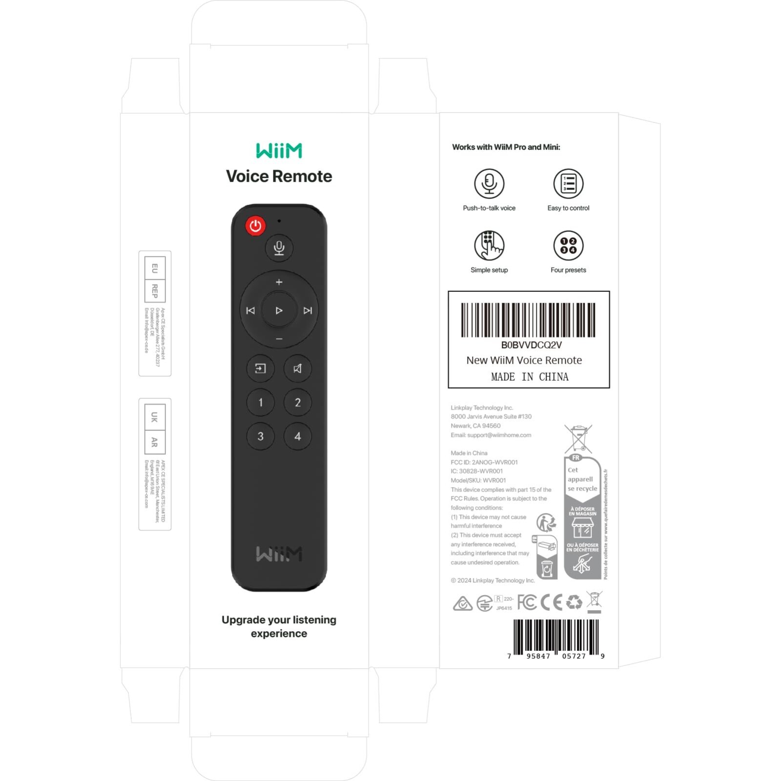WiiM Voice Remote for WiiM Mini and Pro Audio Streamer, Push-to-Talk Black