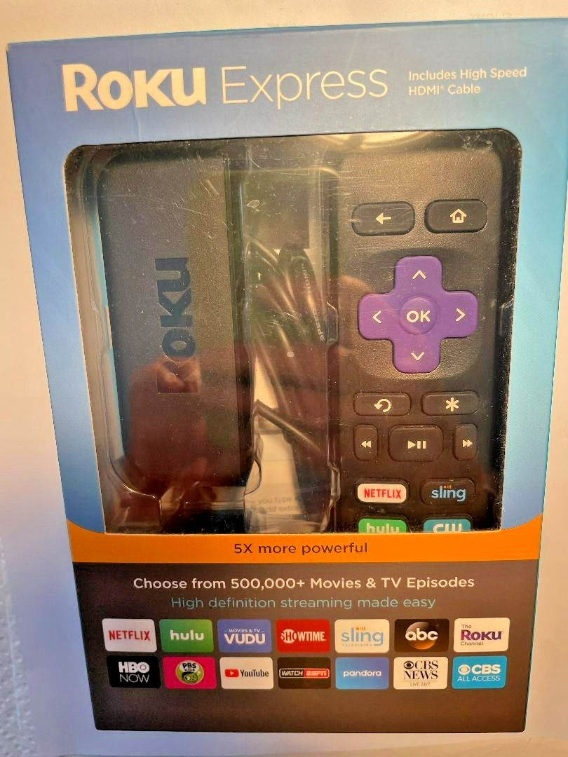 Roku Express HD Media Streamer Model 3900RW Black New Open Box Fast Ship