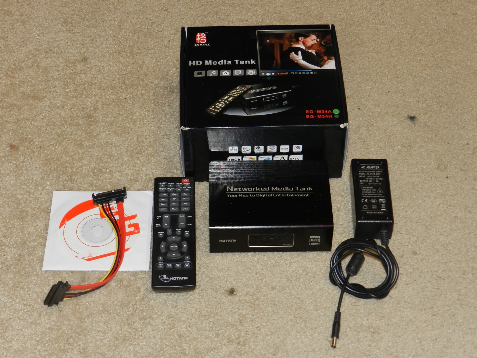 Egreat EG-M34A Network Media Tank NMT 1080p HD H.264 MKV Player 1TB