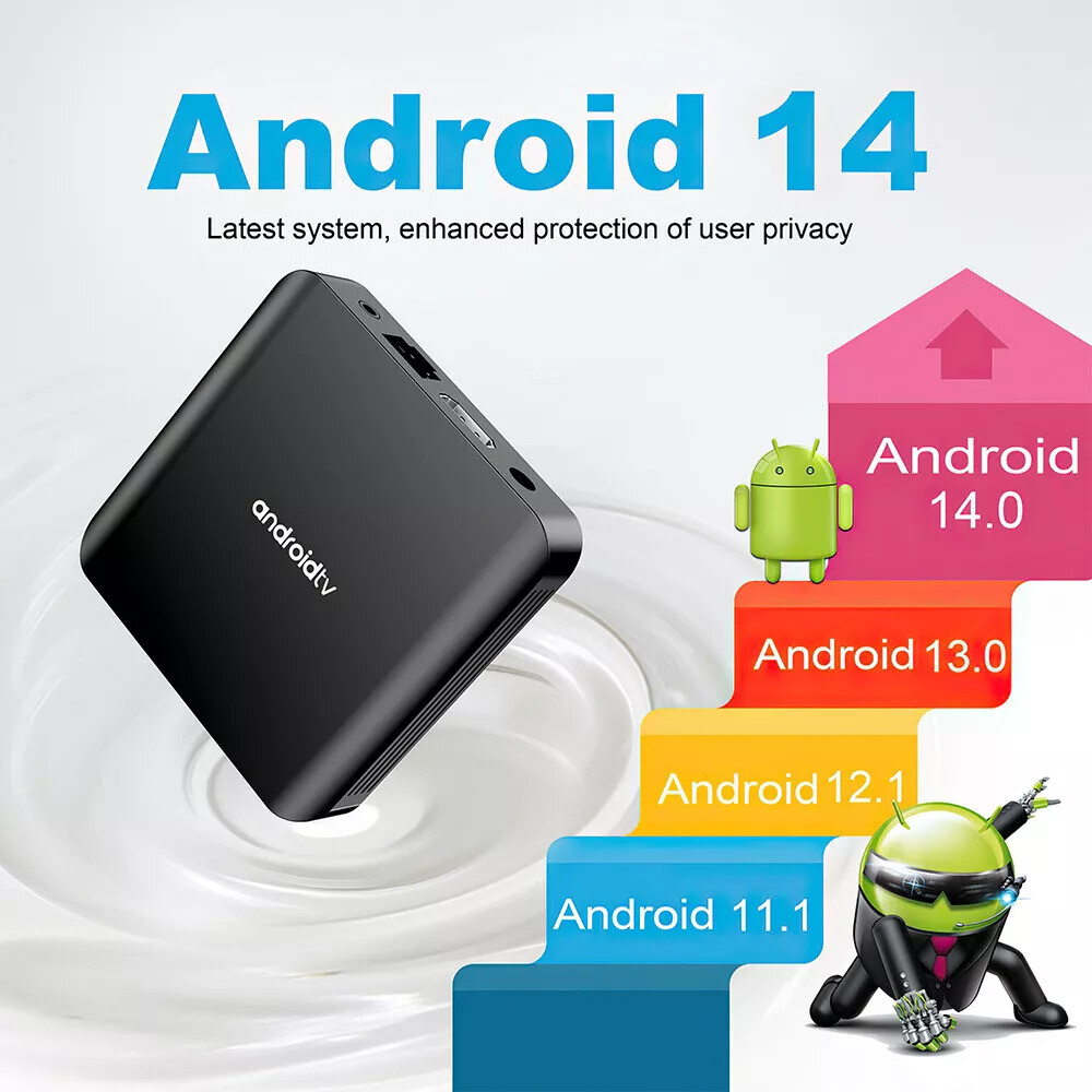 TV98 PLUS Android 14.0 Smart TV Box Quad Core 8K UHD WiFi 5G BT5.0 Media Player