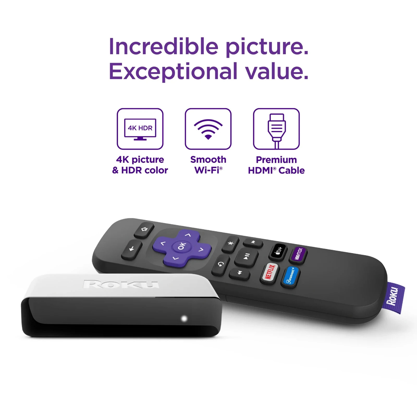 Roku Premiere|4K/HDR Streaming Media Player, High Speed HDMI, Standard Remote