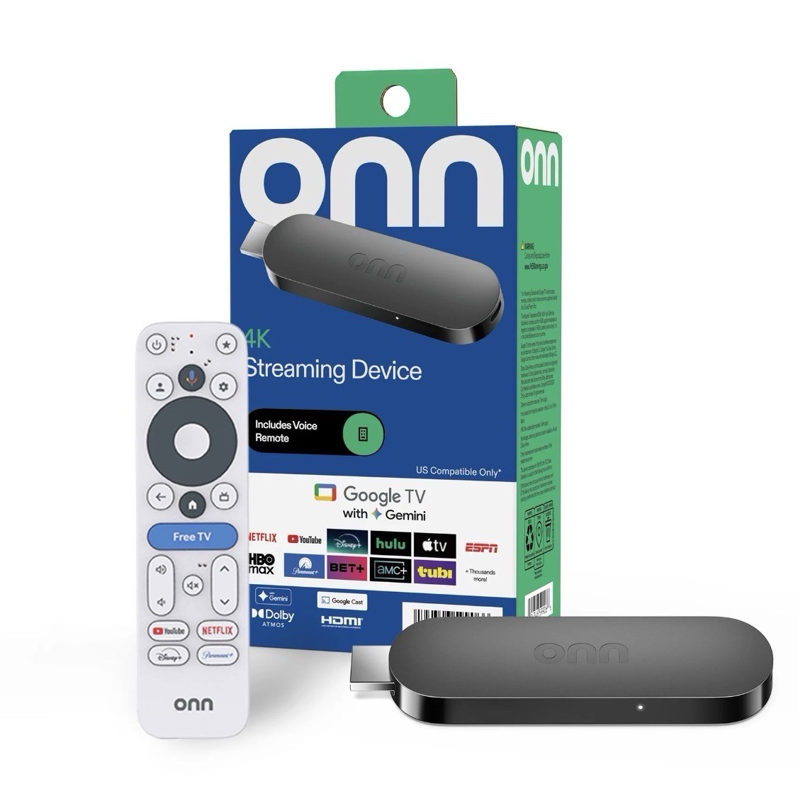 onn Google TV 4K Streaming Device w/ Voice Remote 4K UHD (2026 Version) New