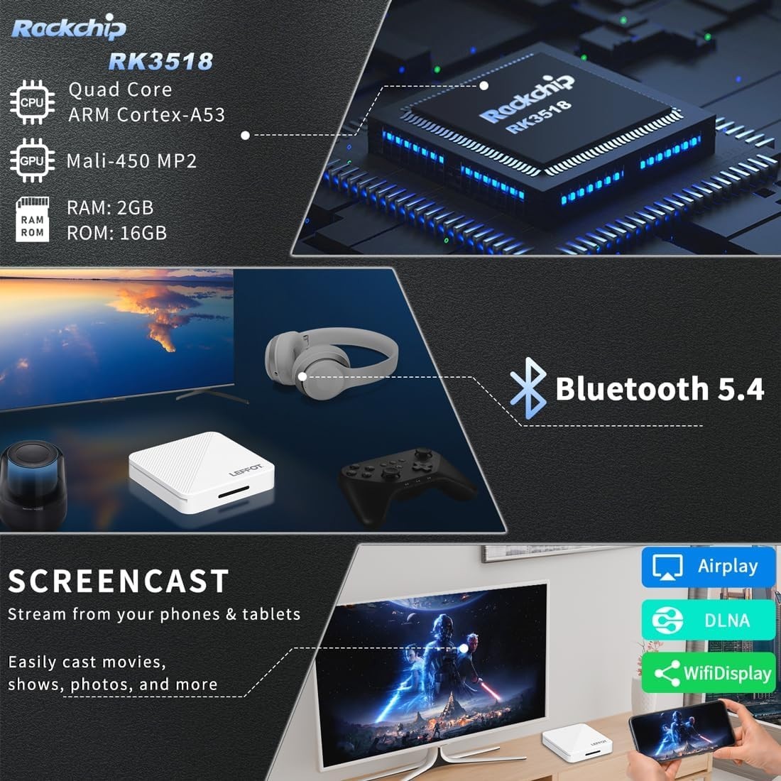 Android 14.0 TV Box 2025, H313 4K Ultra HD Streaming Device for TV with BT 5….