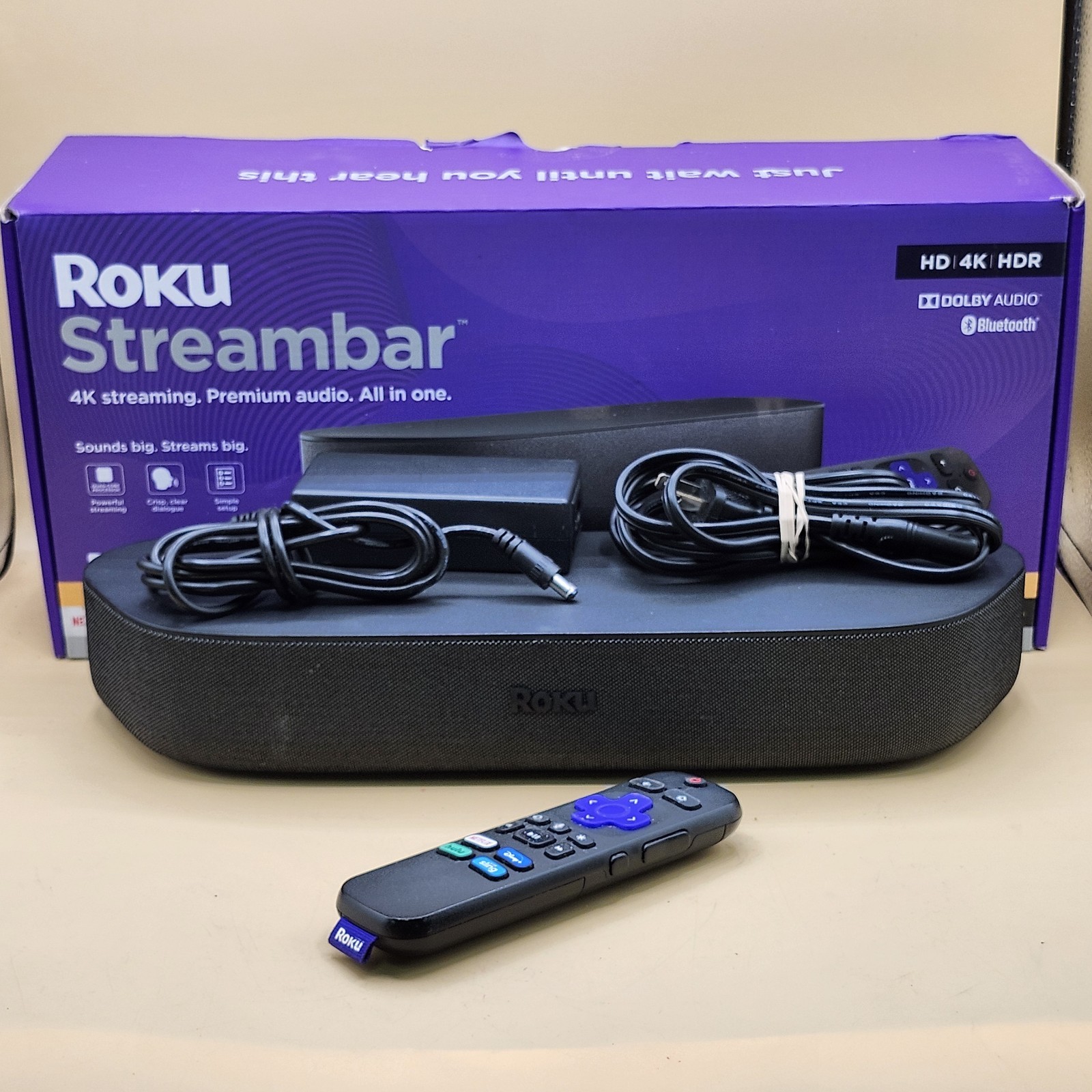 Roku Streambar 9102R 4K HDR Media Streamer Audio Bar w/ Voice Remote – Tested CB