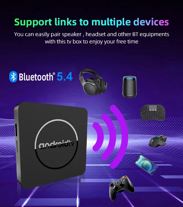 Q10 Smart TV Box Android 14 8K HDR10+ 8GB 128GB Dual WiFi BT5.0 Media Player