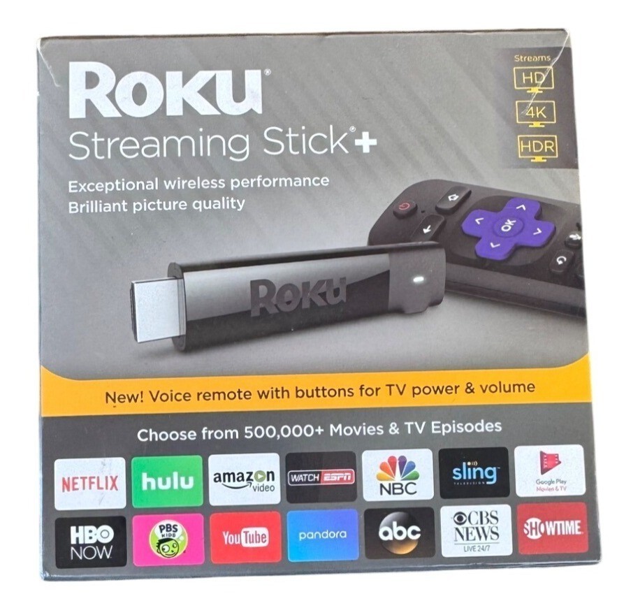 Roku Streaming Stick+ With 4K HDR Ultra HD Quad-Core Processor & Remote Control
