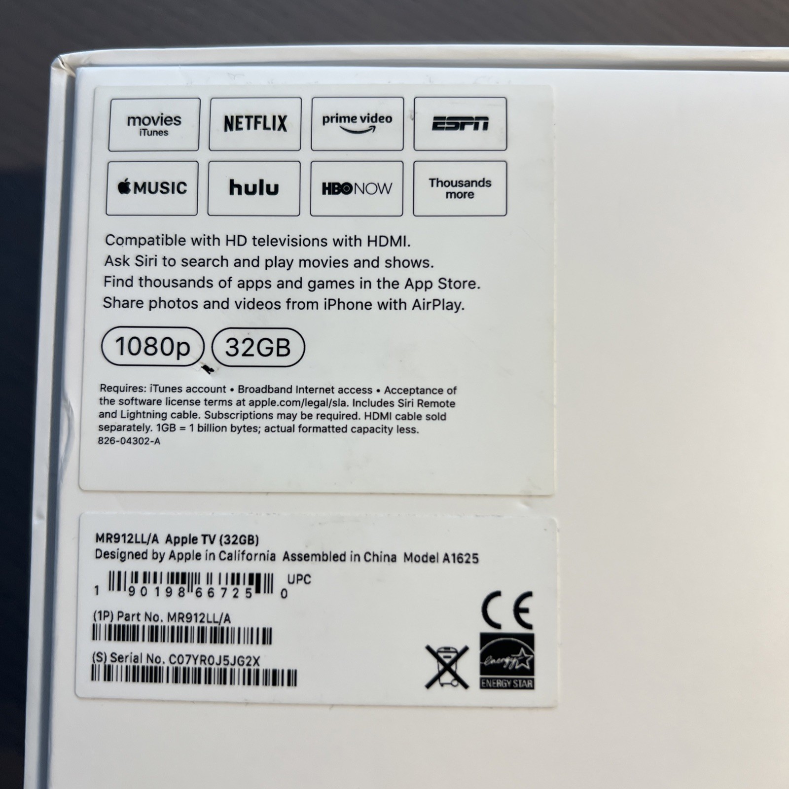 Apple TV 4th Generation 32GB Black MR912LL/A Media Streamer | Reset