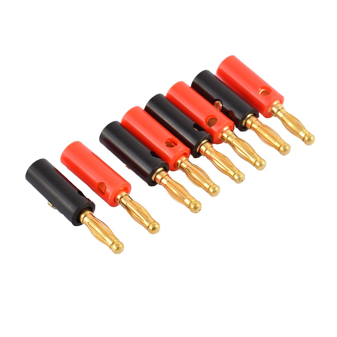 8pcs Red Black Plastic Jacket Audio Speaker Cable Banana Adapter Connector