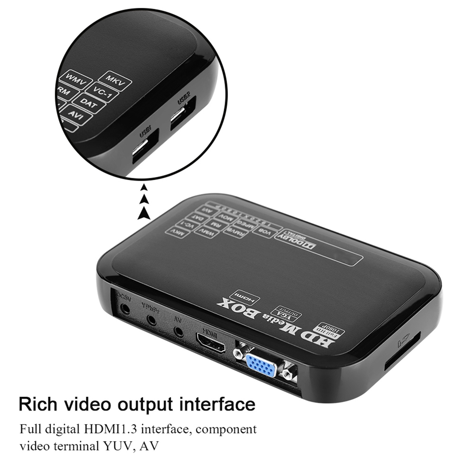 Mini HD 1080P Media Player Box Compact Design For Movies