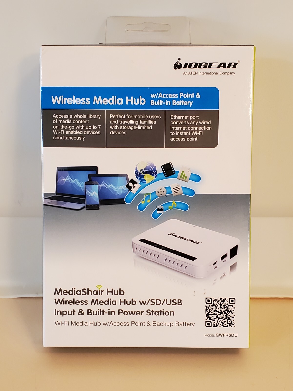 IOGEAR Wireless Media Hub Model GWFRSDU. SD / USB Input. NEW SEALED PACKAGE