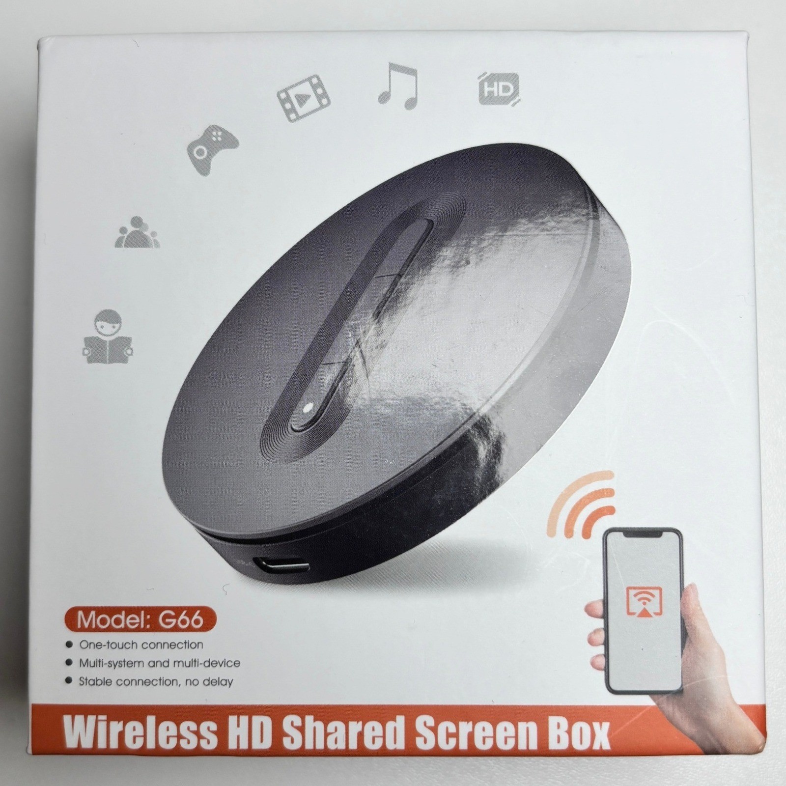 G66 Wireless HD Shared Screen Box 1080P 5G WiFi Display Adapter HDMI USB-C Black
