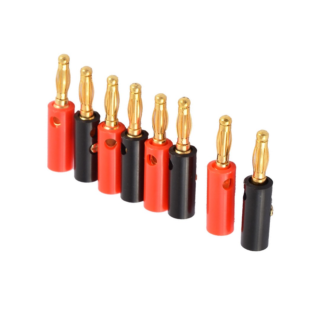 8pcs Red Black Plastic Jacket Audio Speaker Cable Banana Adapter Connector