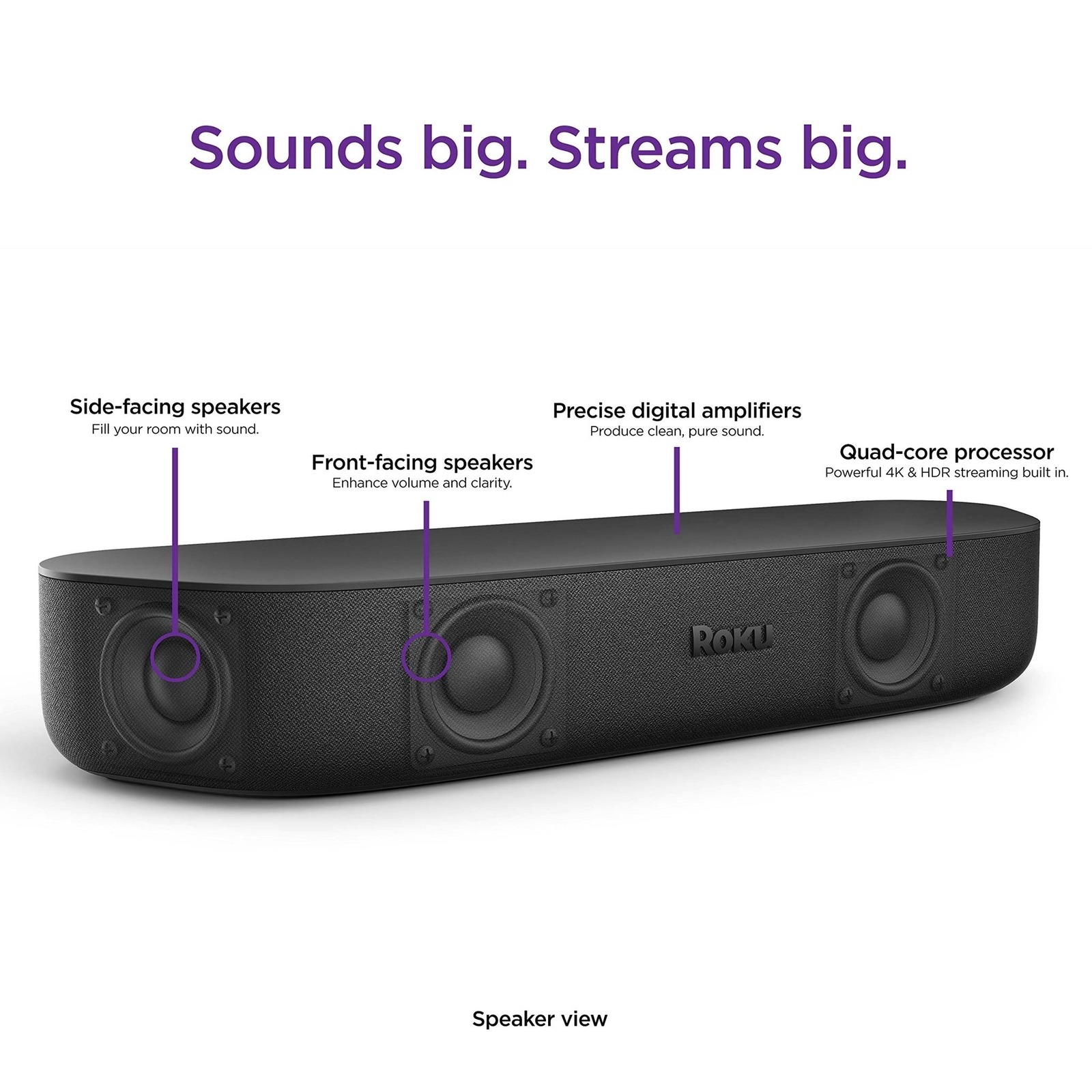 Roku Streambar | 4K HDR Streaming Device & Premium Roku Soundbar All In One, Rok