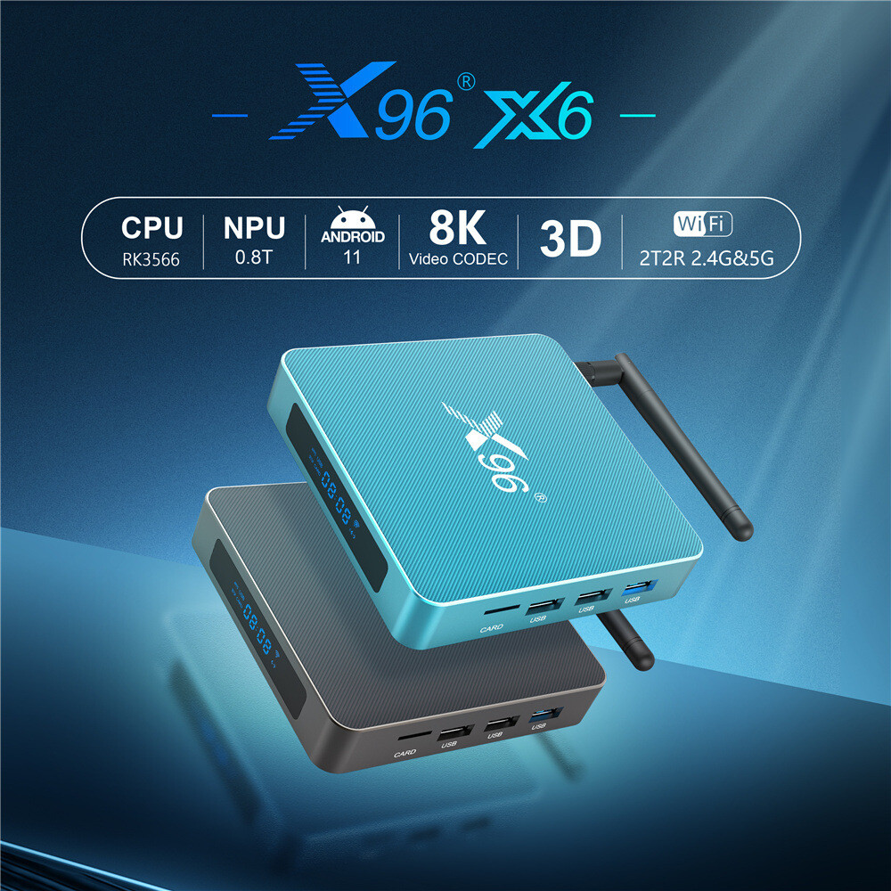 X96 X6 TV Box Android 11 8G 128G RK3566 2T2R Dual Wifi 4K BT 1000M Media Player