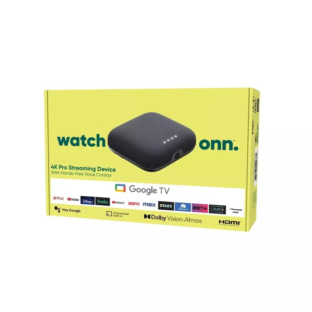 New 2025 onn. Google TV 4K Pro Streaming Device w/ Hands Free Voice Control