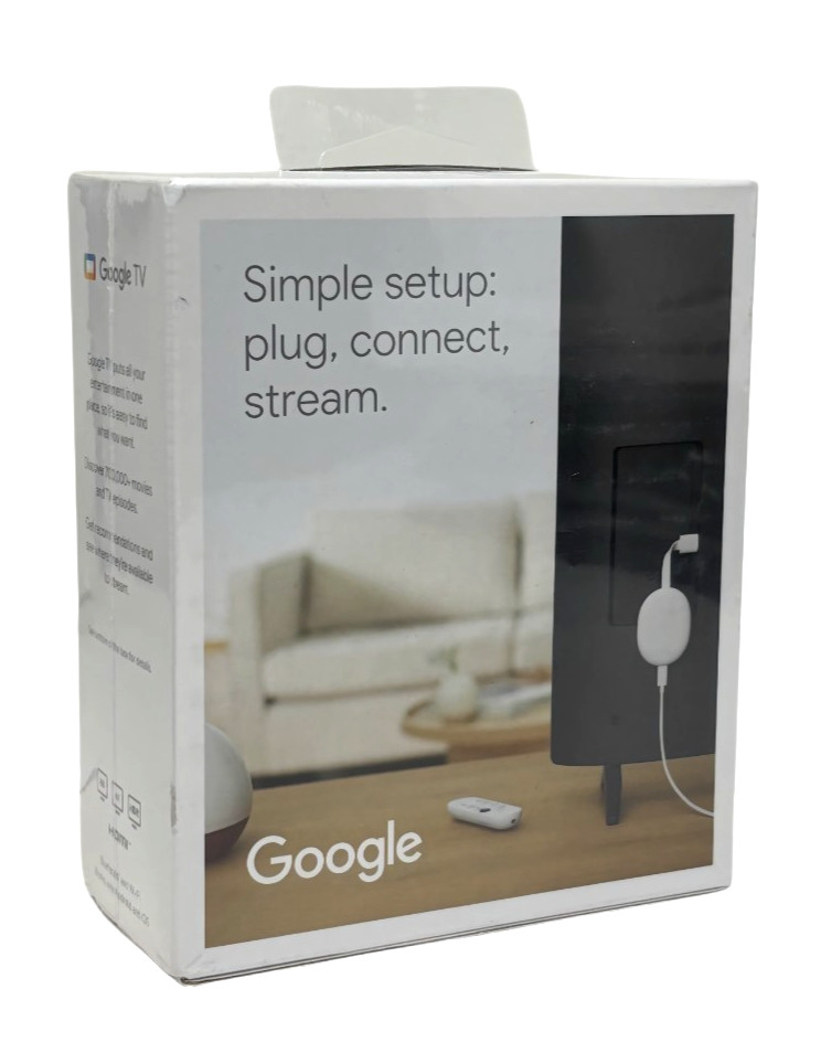 Chromecast Google TV 4K Streaming Device Voice Remote Snow DAMAGED RETAIL BOX