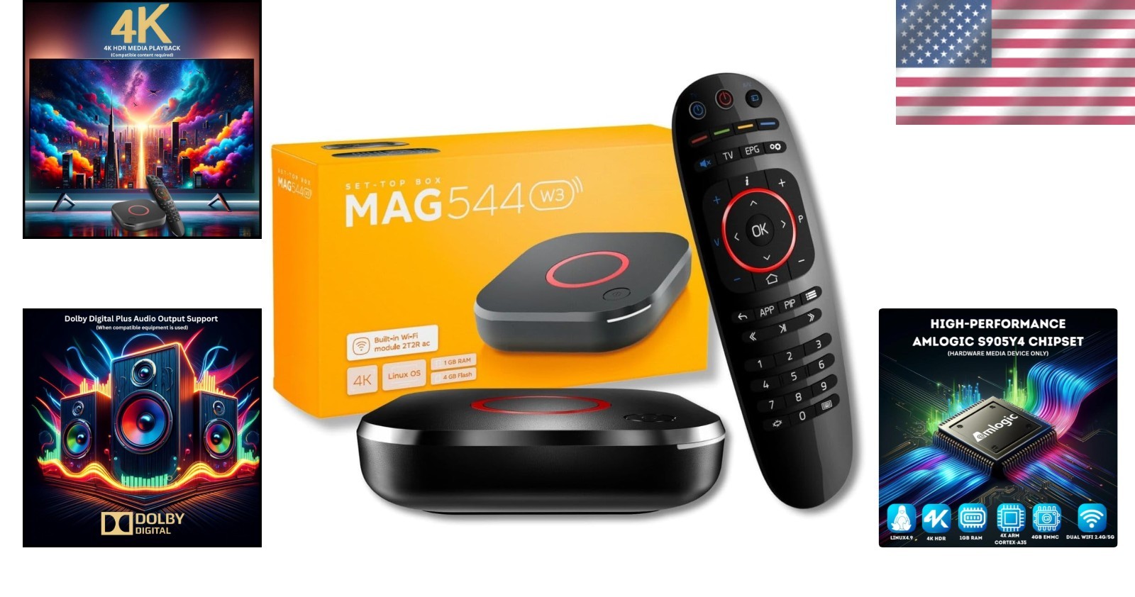 Compact 4K Set-Top Box – Dual-Band WiFi, HDMI, USB 2.0 & Remote Control Included