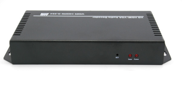 H.264 HTTP RTSP RTMP UDP stream decoder from video Encoder, HDMI & VGA output