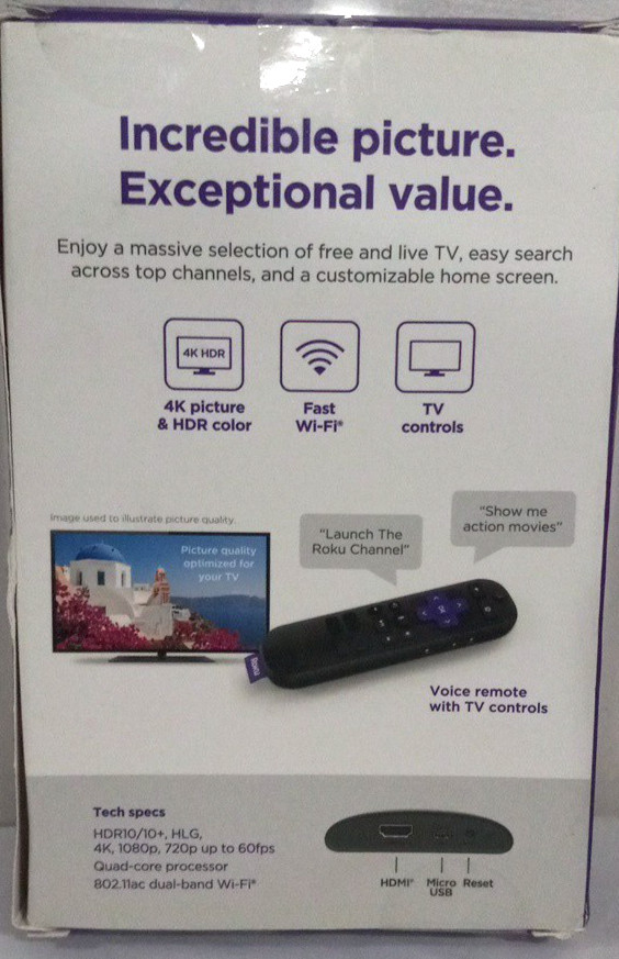 Roku Express 4K+ Streaming Media Player W/ Voice Remote Model 3941X2 Tested