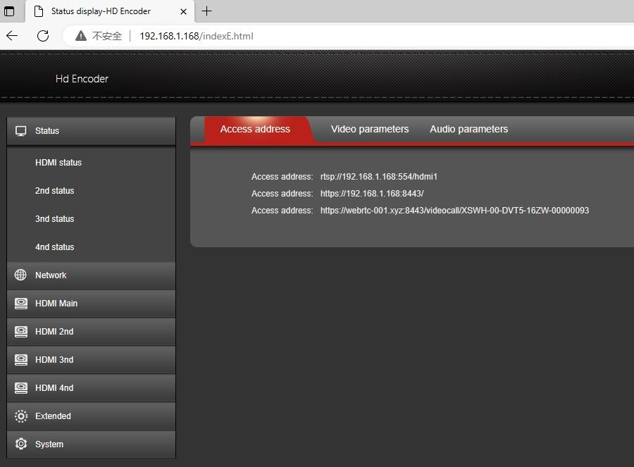 WebRTC H.265/H.264 HDMI video Encoder via HTTP RTSP RTMPS UDP ONVIF SRT