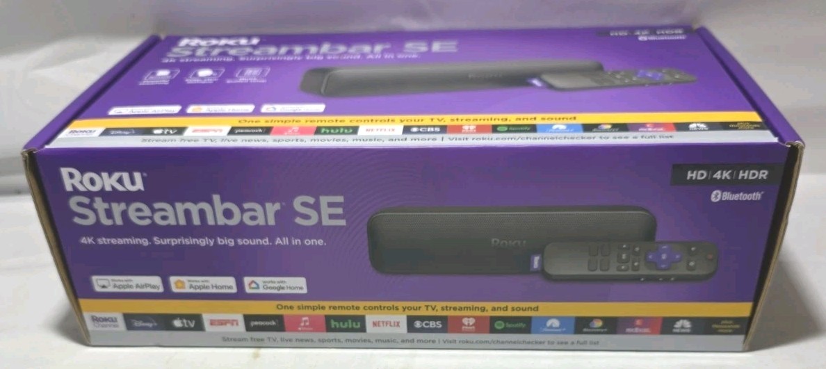 Roku Streambar SE 2-in-1 TV Soundbar with Built-in Streaming NEW-OPEN BOX