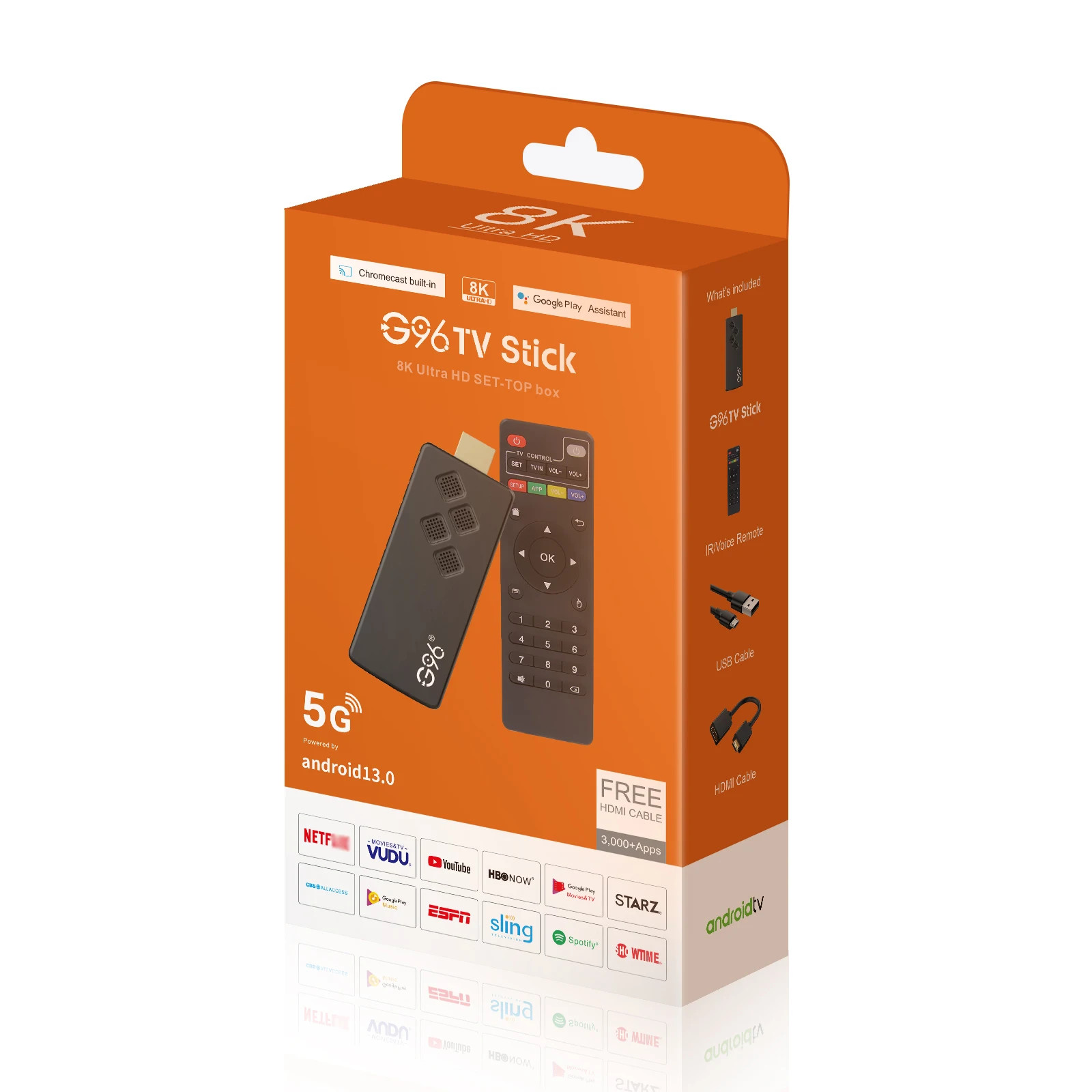 G96 High-Performance Android 13.0 8K ATV H313 2GB RAM 8GB ROM Q2 Smart TV Stick
