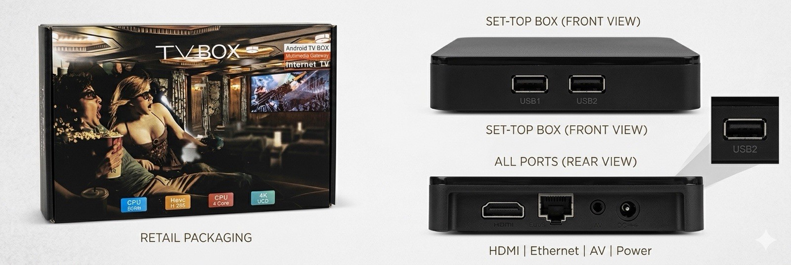 Pro 4k UCD 3840X2160 Android TV Box with remote -Internet TV 64 Bit