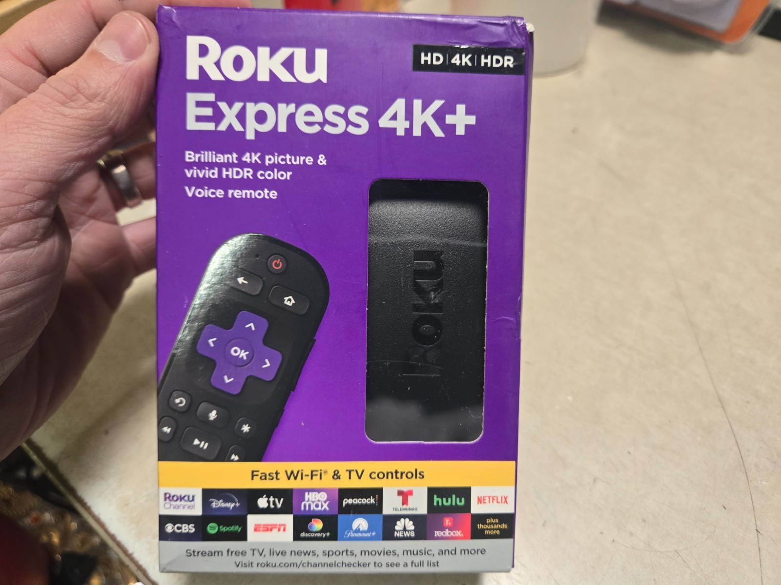 SEALED Roku Express Plus 4k + With Voice Comand , Model: 3941R.