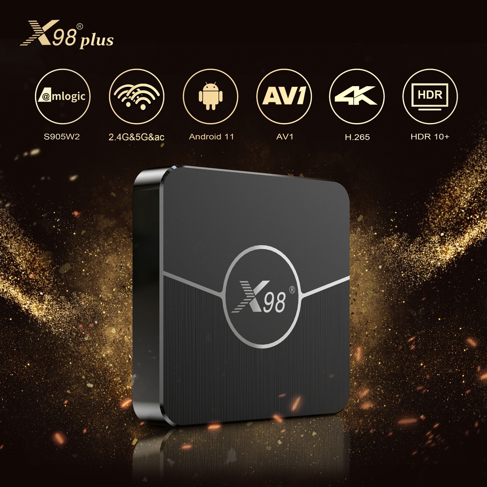 X98 Plus Android 11 TV Box Amlogic S905W2 AV1 2.4G/5G Dual Wifi BT5.0 Player