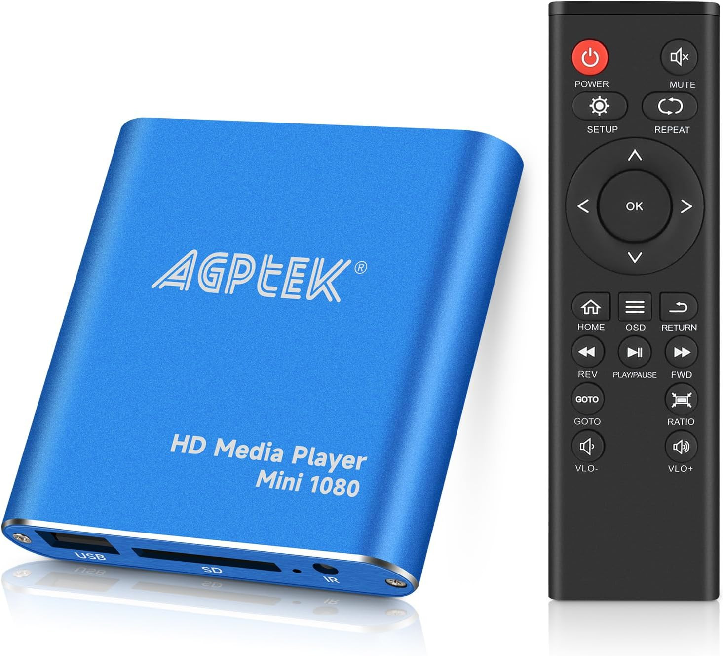 HDMI Media Player with One More Remote Control, Blue Mini 1080P Full-Hd Ultra HD