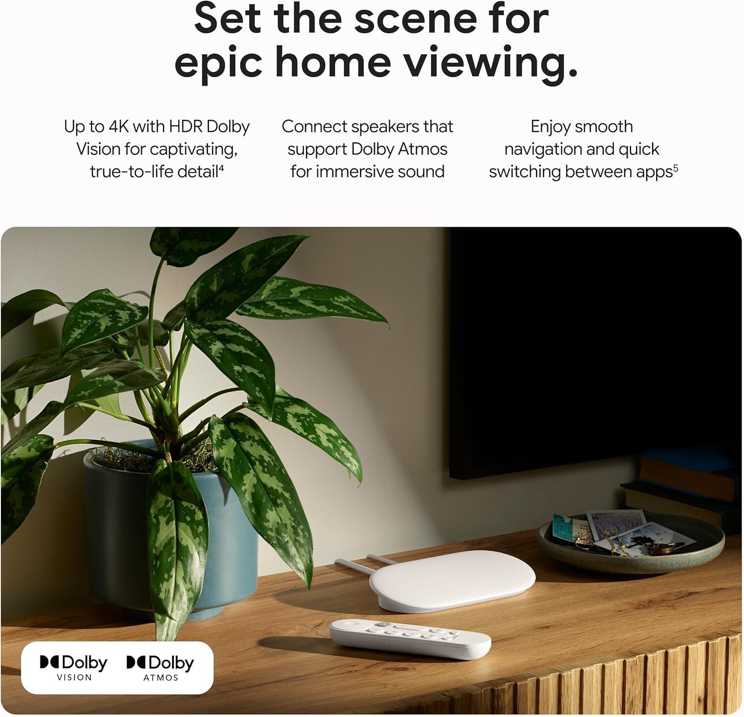 Compact 4K Smart TV Streaming Box with Voice Control & Immersive Dolby Vision